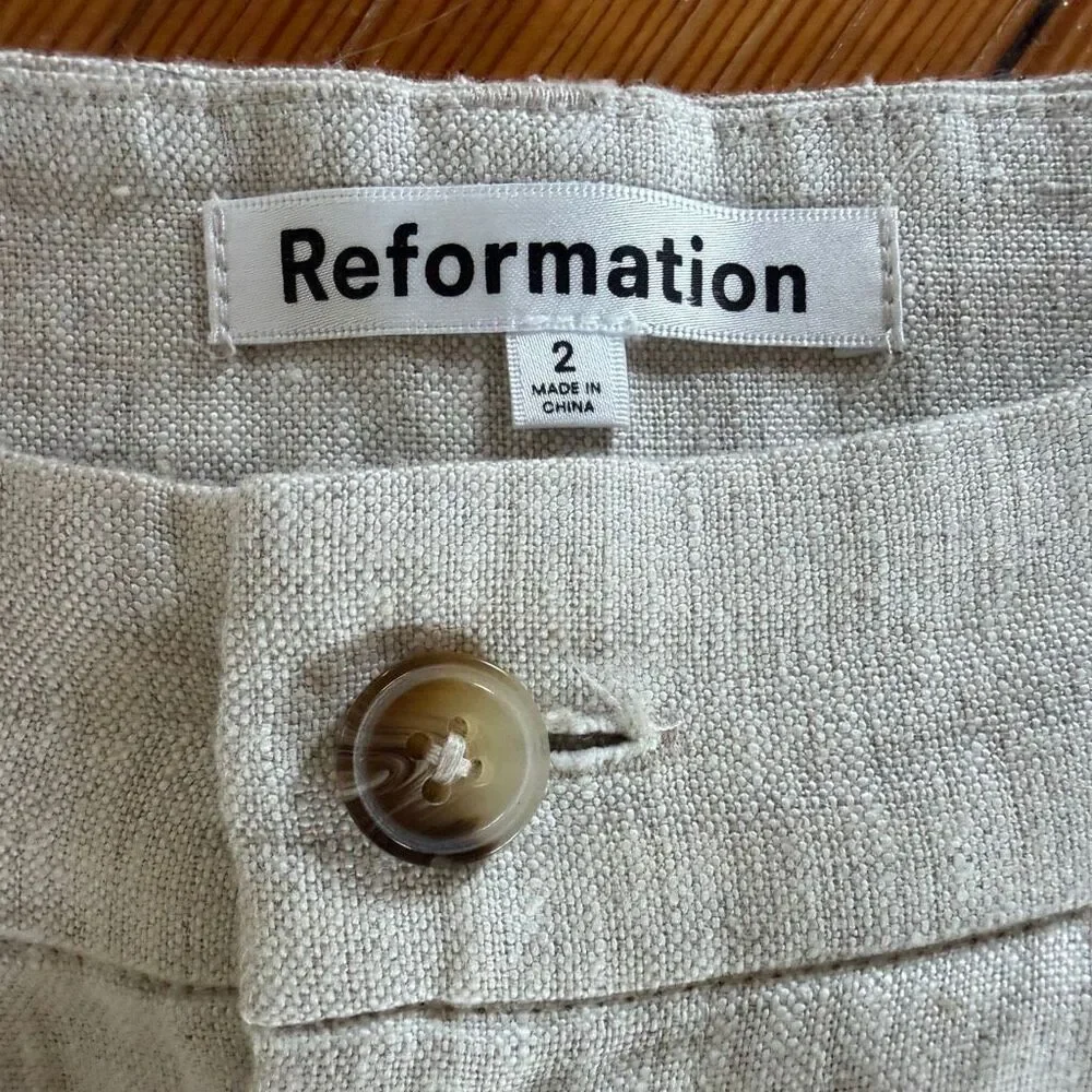 Reformation Mason Linen Pants NWOT in Oatmeal Size 2